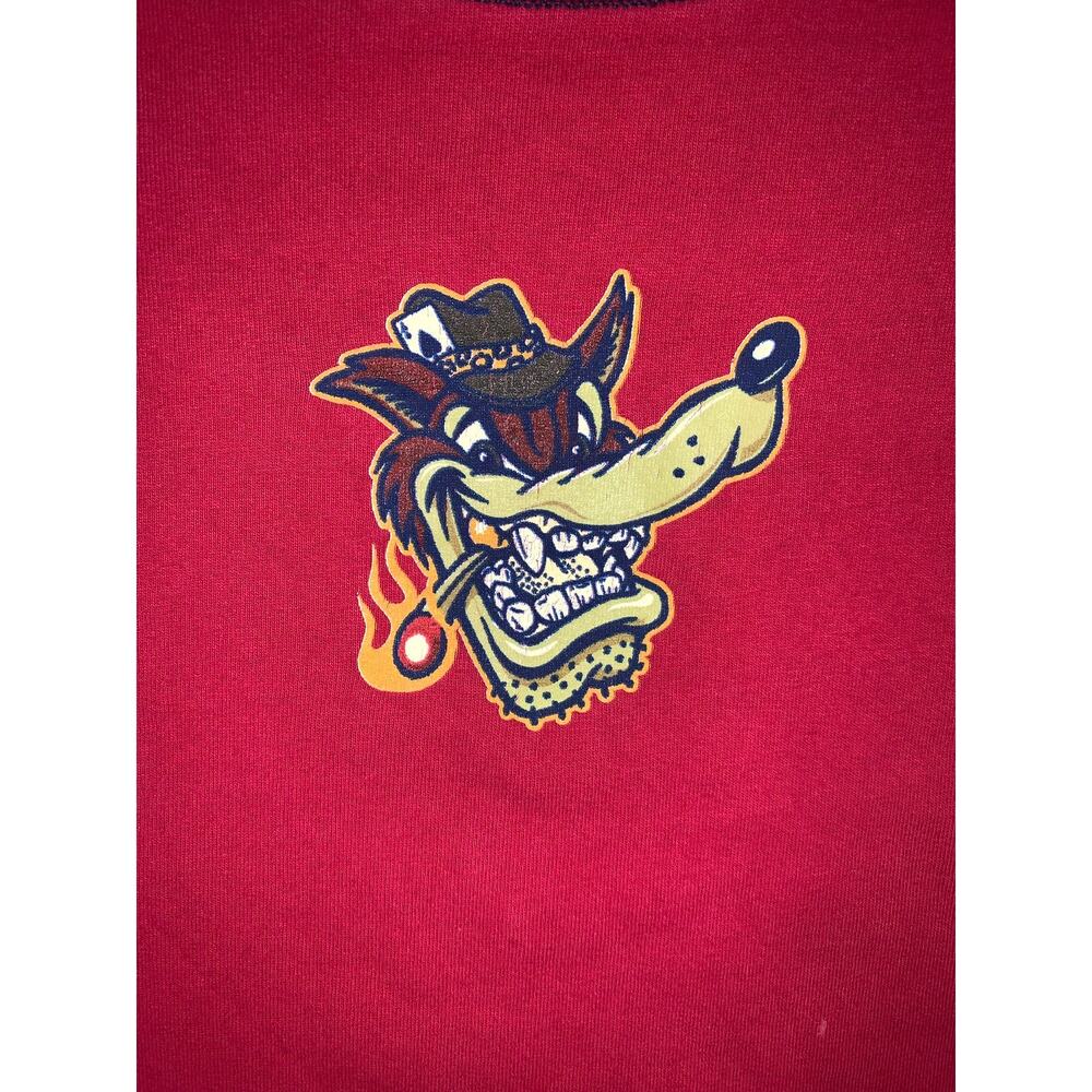 Y2K Wolf Graphic T Shirt 2XL Red Cartoon Skate Tee No Boundaries
